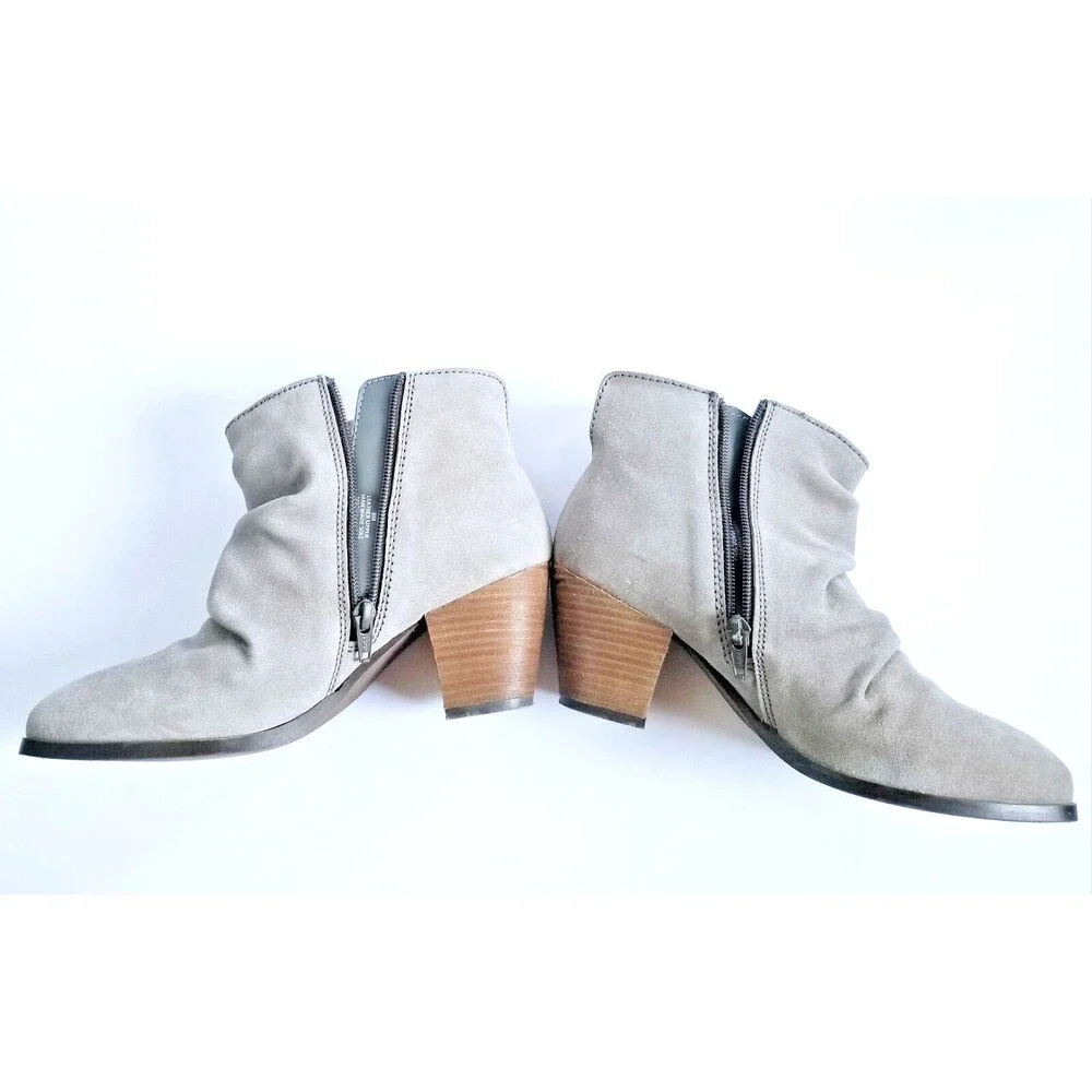 DIBA Women's Sandra Gray Suede Booties Sz 8 Heeled Ankle Boots